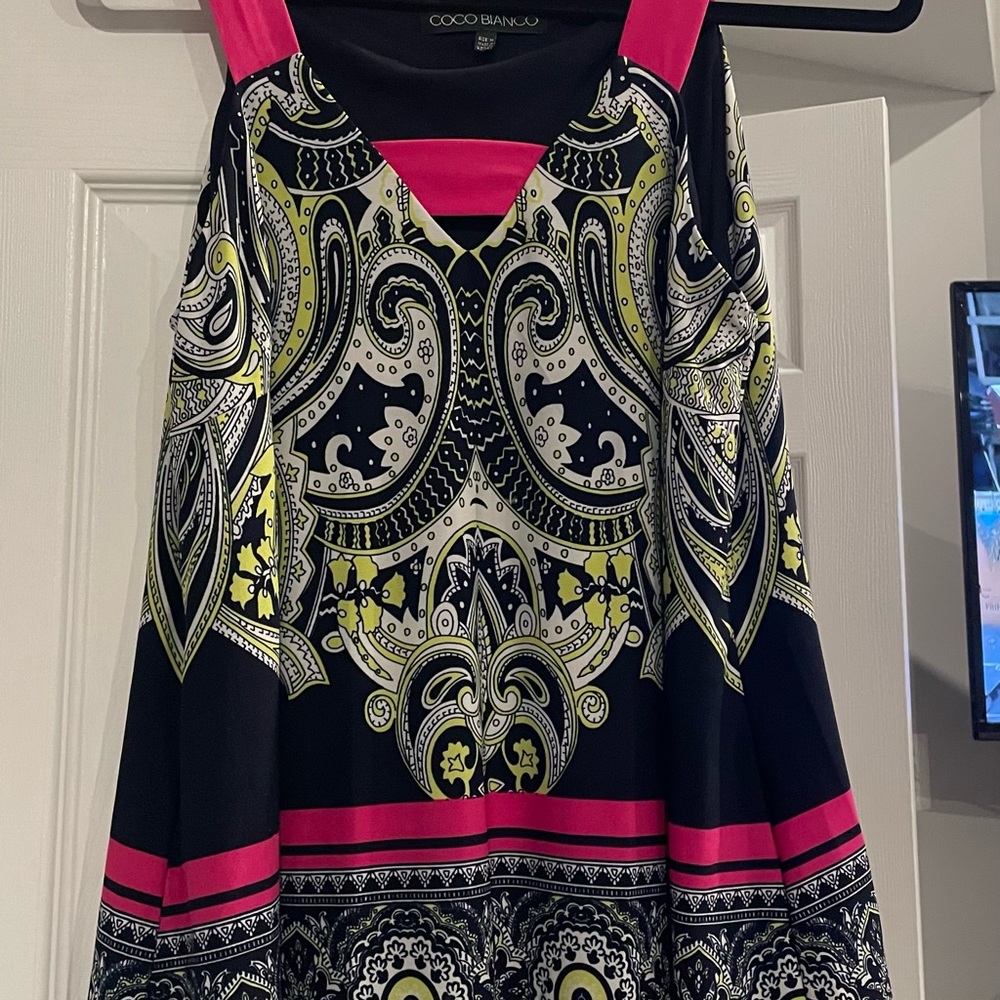 Coco Bianco Black and Pink Patterned Top